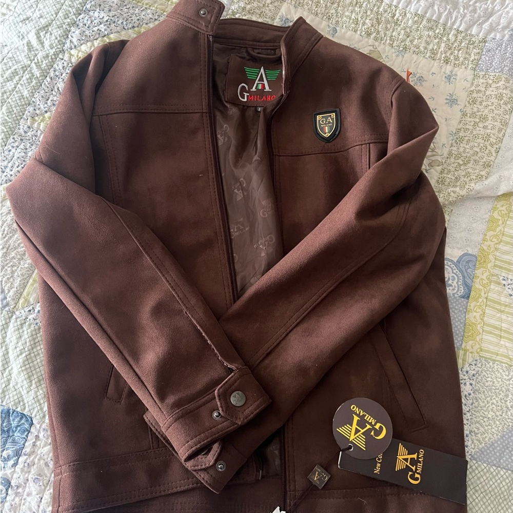 GA Milano Brown Suede Bomber Jacket